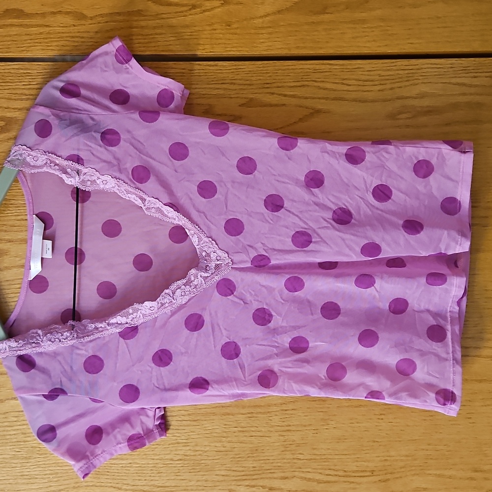 Victoria's Secret Pink Polka Dot Lace V-Neck Top